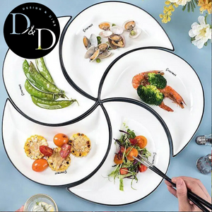 Lunar Luxe: conjunto de pratos de cerâmica em forma de lua de 5 peças