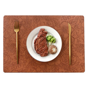 Mantéis individuais de PU com estampado de flores – Disponíveis em 5 cores