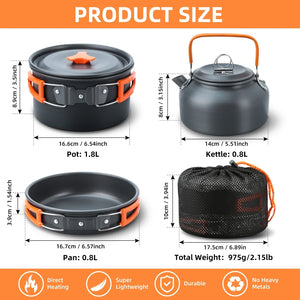 CampFire Cuisine - Jogo de utensílios e louça de camping de 17 peças