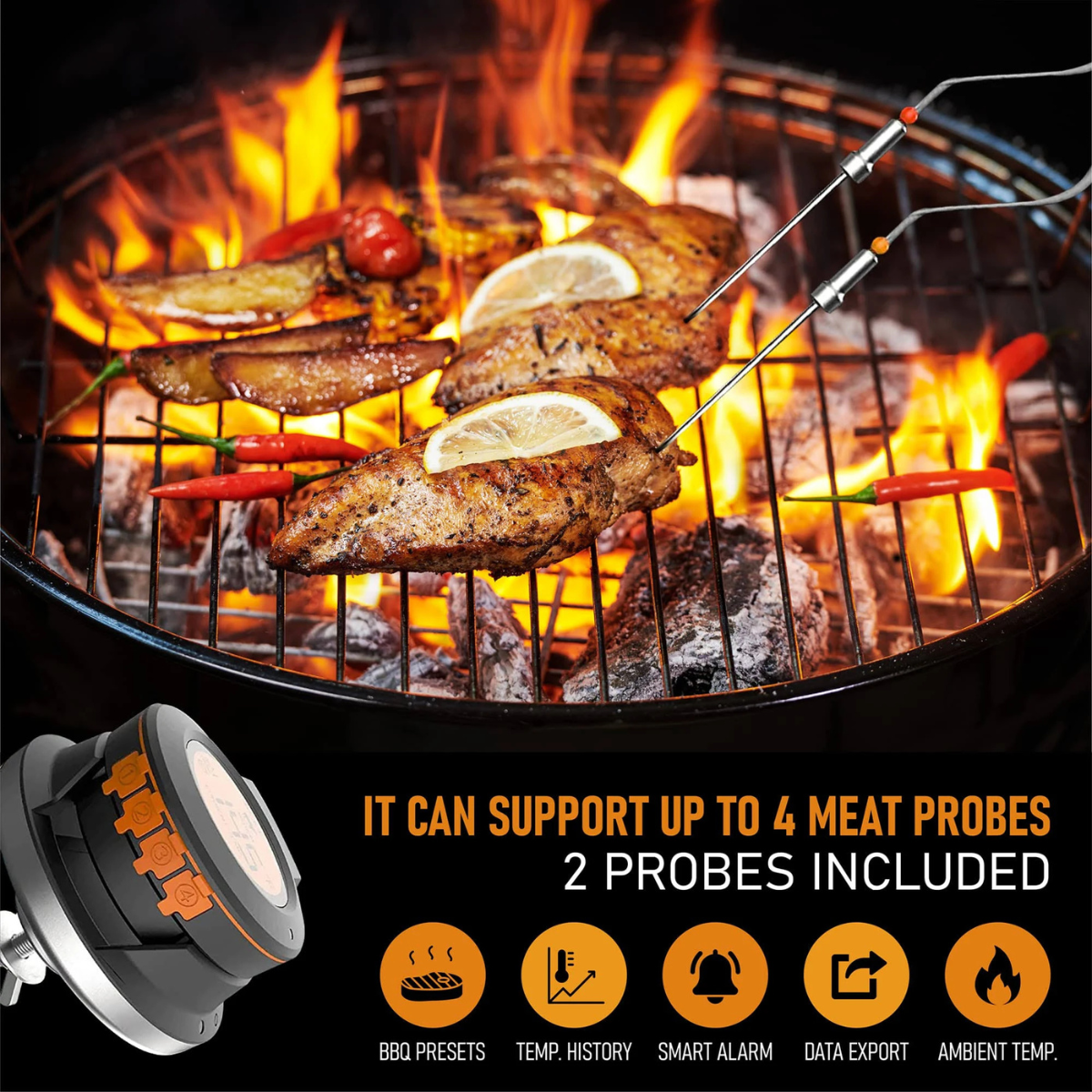Termómetro de temperatura Ai BBQ + App móvel gratuita