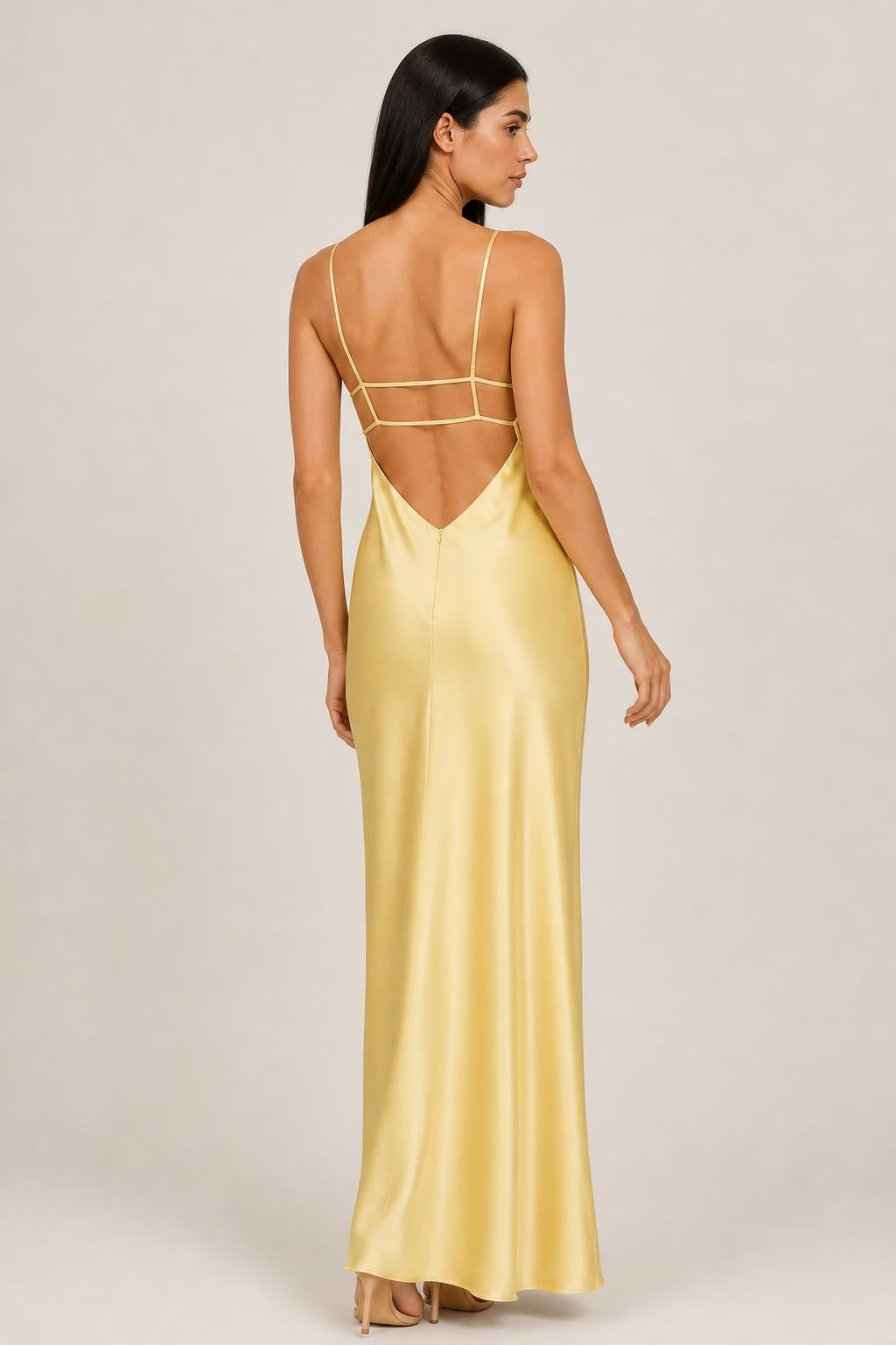 Emília | V-Neck Satin Maxi Dress