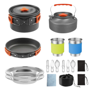 CampFire Cuisine - Jogo de utensílios e louça de camping de 17 peças