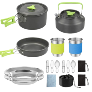 CampFire Cuisine - Jogo de utensílios e louça de camping de 17 peças