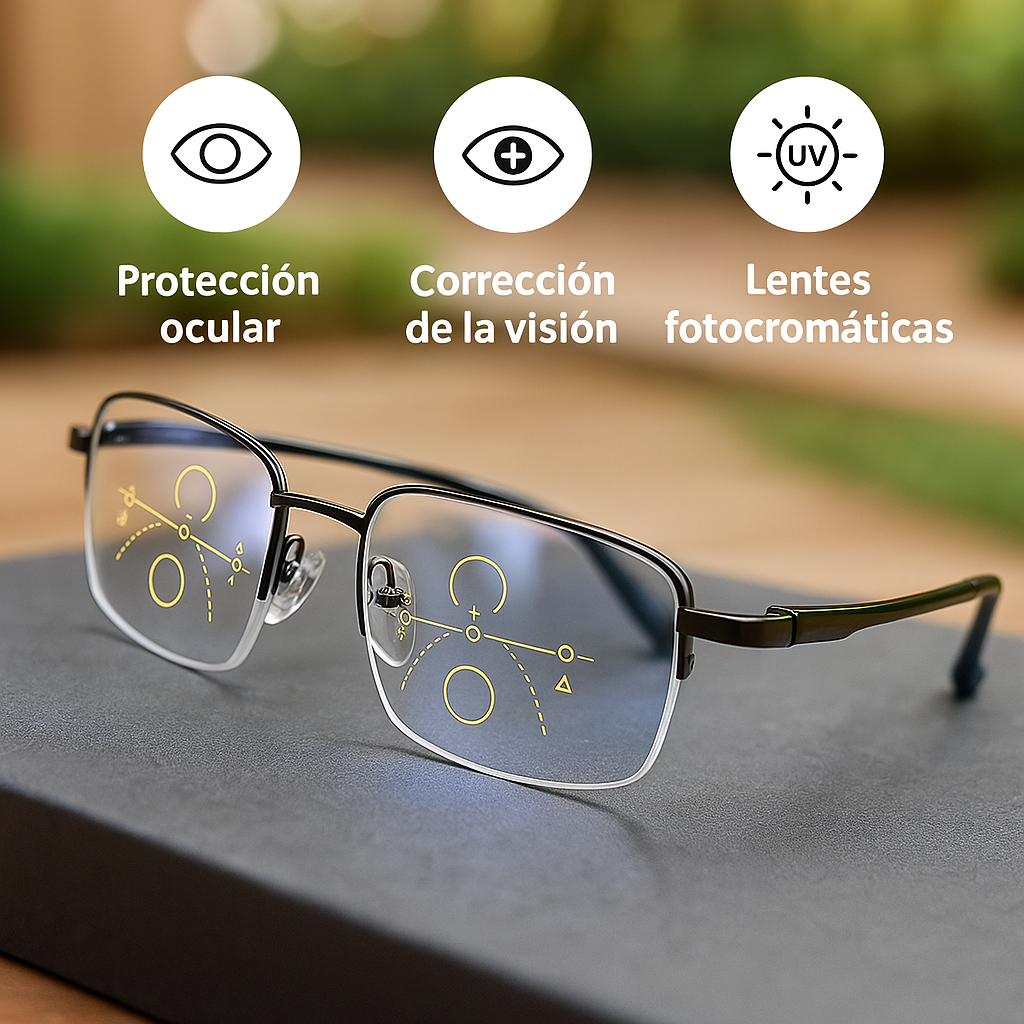 Óculos Progressivos Inteligentes com Lentes Fotocromáticas