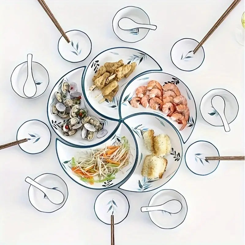 Lunar Luxe: conjunto de pratos de cerâmica em forma de lua de 5 peças