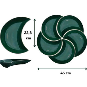 Lunar Luxe: conjunto de pratos de cerâmica em forma de lua de 5 peças