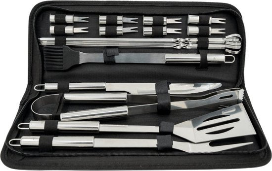 Conjunto de 18 peças - Ferramentas de BBQ em aço inoxidável