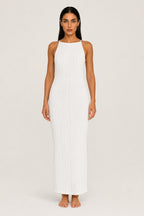 Adriana | Sleeveless Textured High-Neck Midi Dress