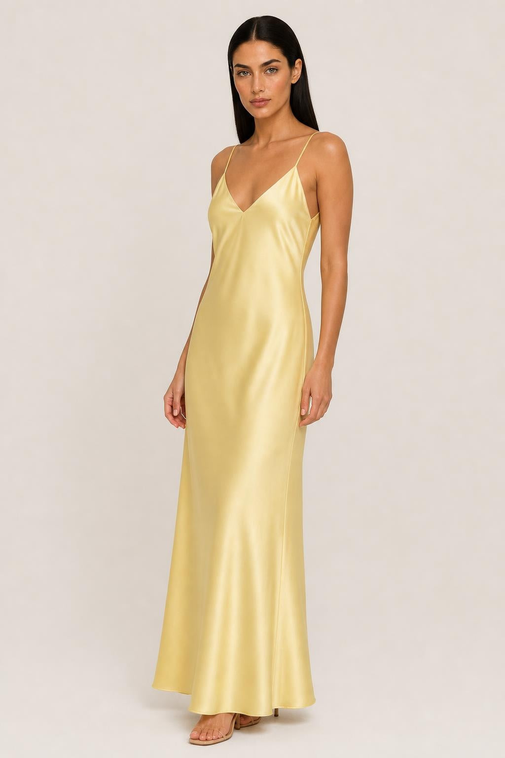 Emília | V-Neck Satin Maxi Dress