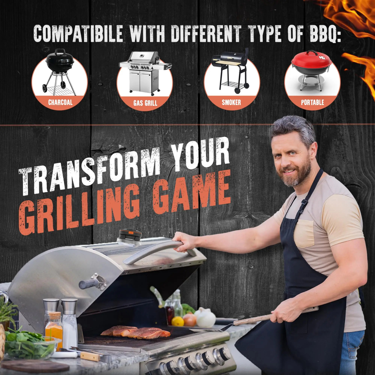 Termómetro de temperatura Ai BBQ + App móvel gratuita