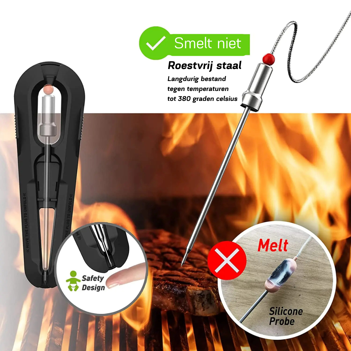 Termómetro de temperatura Ai BBQ + App móvel gratuita