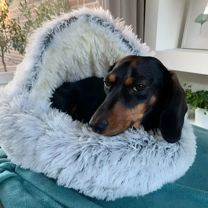 CozyCave™ - Cama de Peluche Suave para Animais de Estimação