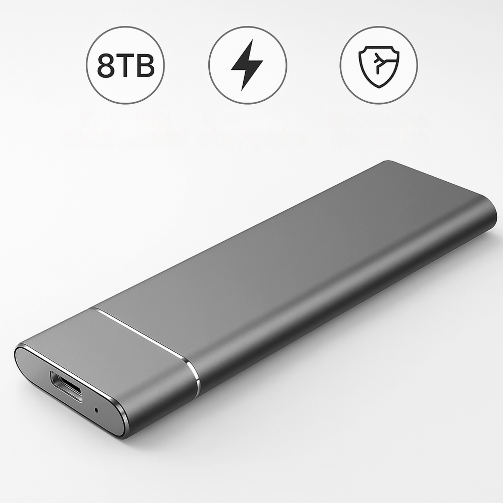 Disco Rígido Externo 8TB Portátil, Alta Velocidade
