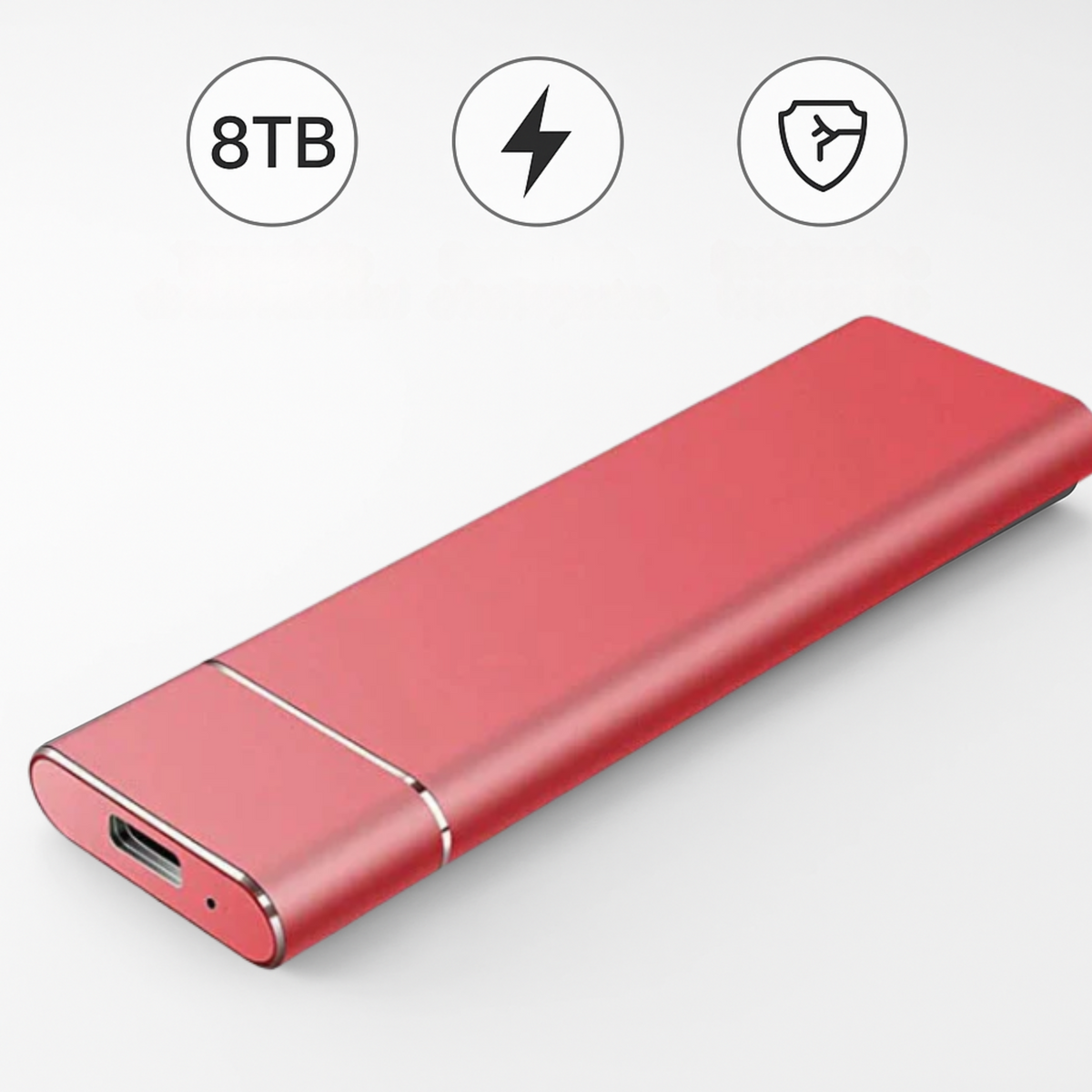 Disco Rígido Externo 8TB Portátil, Alta Velocidade