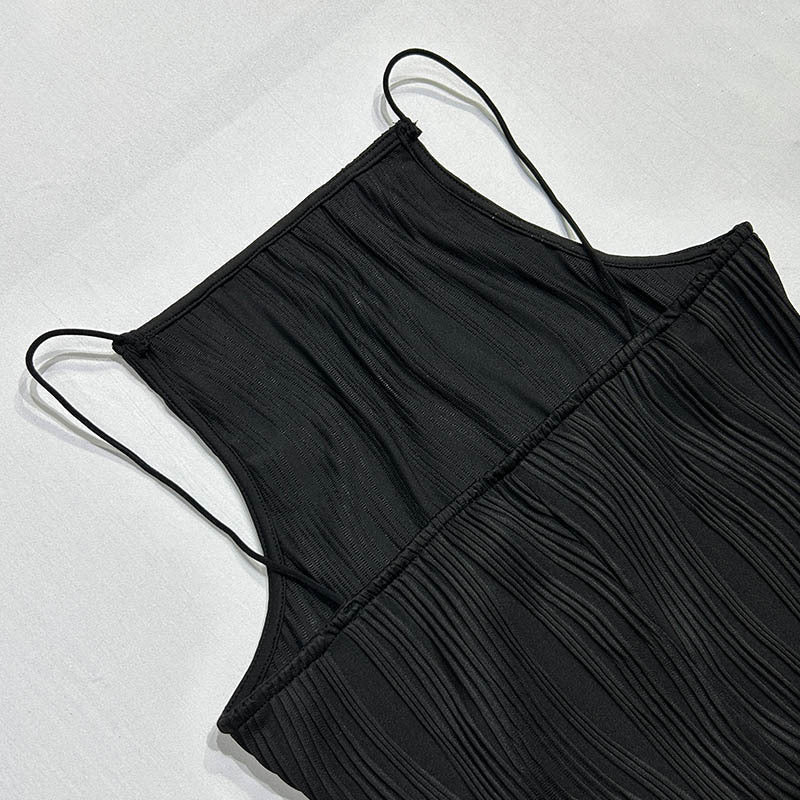 Adriana | Sleeveless Textured High-Neck Midi Dress