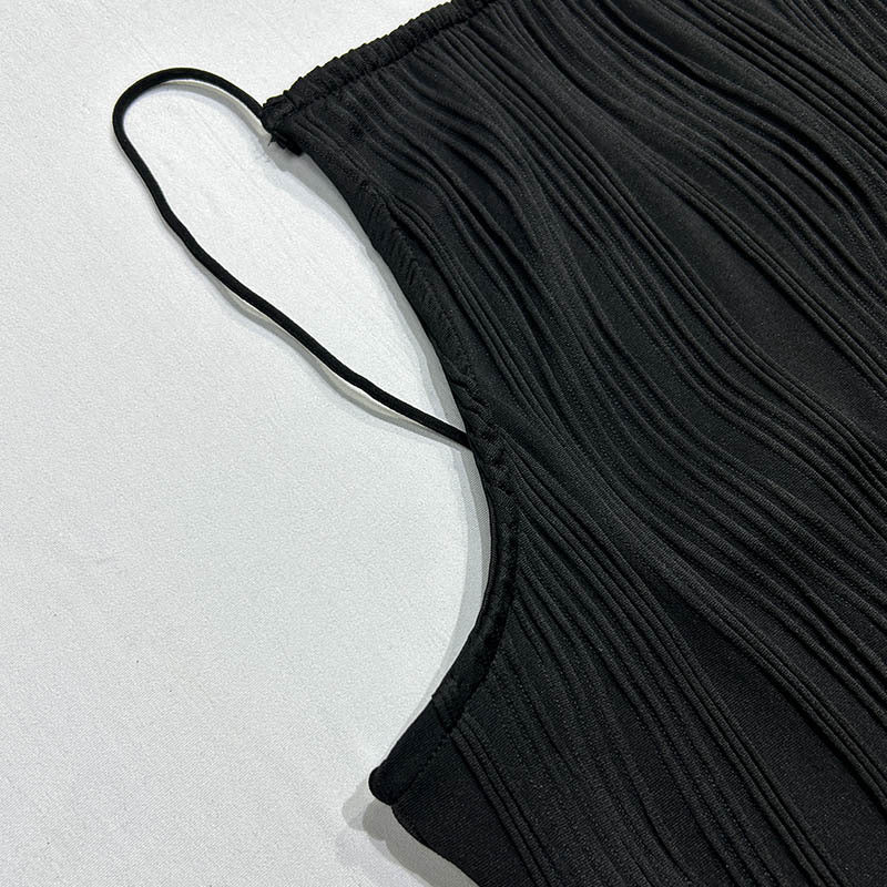 Adriana | Sleeveless Textured High-Neck Midi Dress