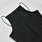 Adriana | Sleeveless Textured High-Neck Midi Dress