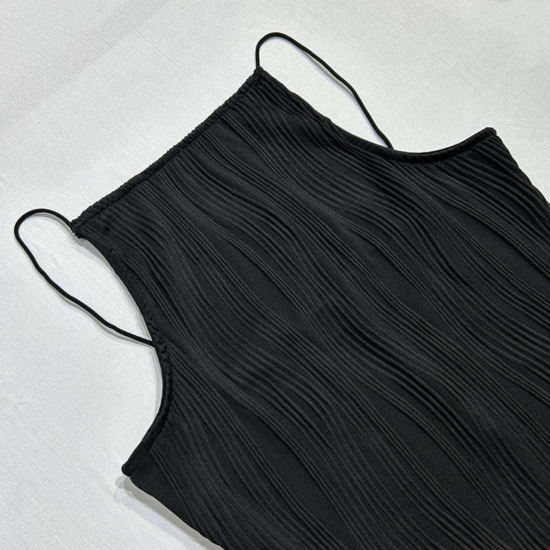 Adriana | Sleeveless Textured High-Neck Midi Dress