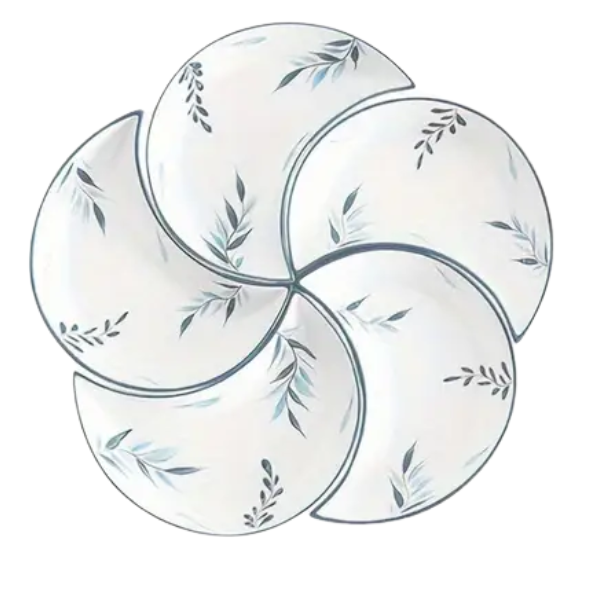 Lunar Luxe: conjunto de pratos de cerâmica em forma de lua de 5 peças