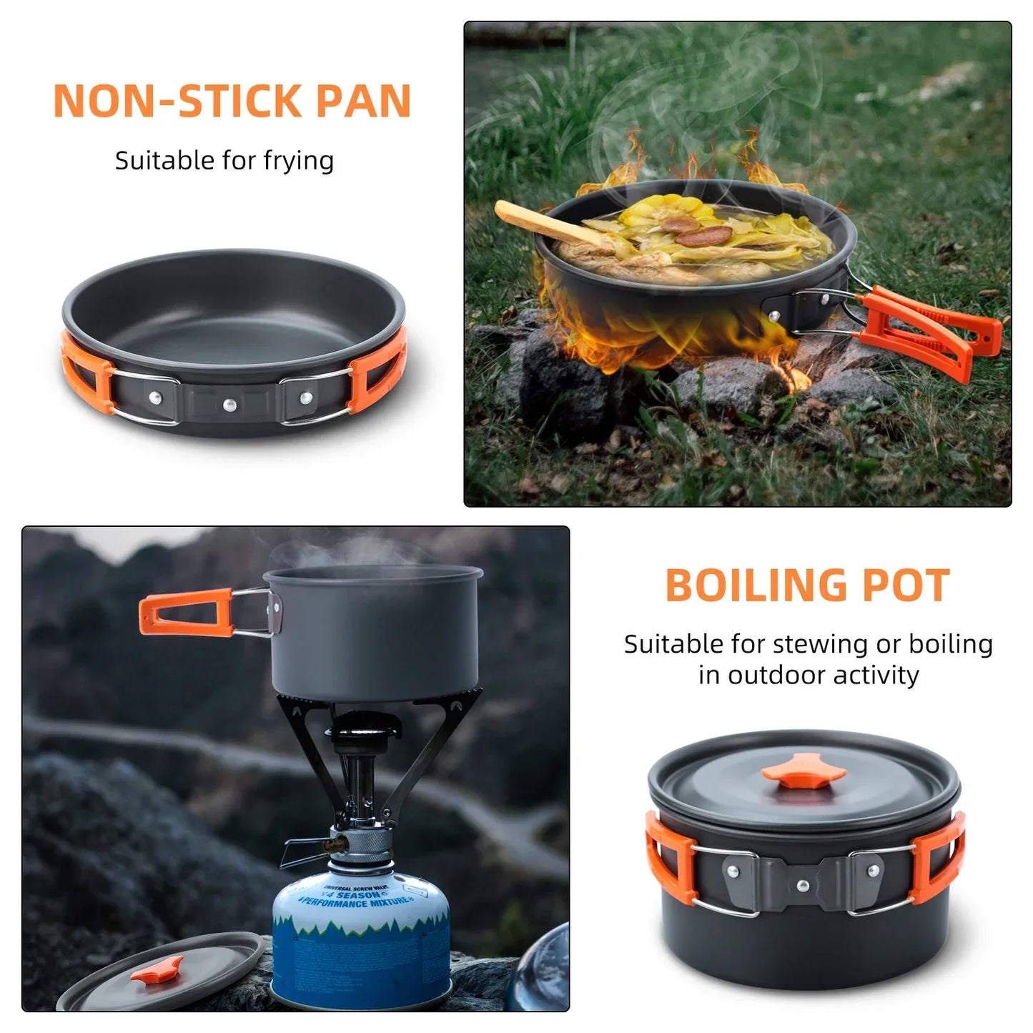 CampFire Cuisine - Jogo de utensílios e louça de camping de 17 peças