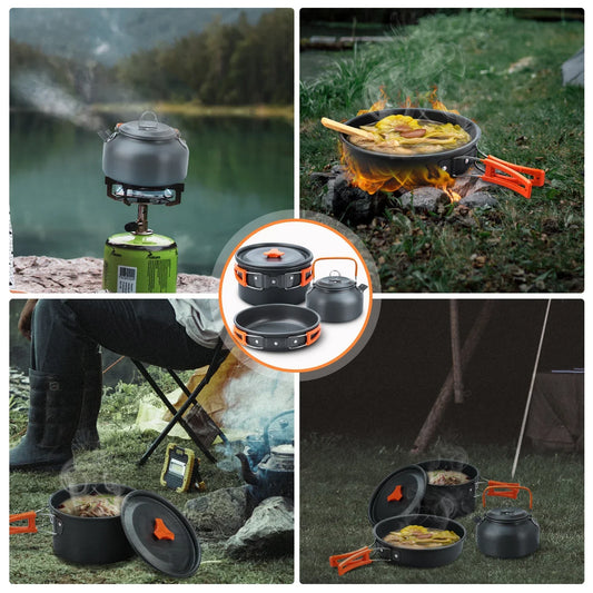 CampFire Cuisine - Jogo de utensílios e louça de camping de 17 peças