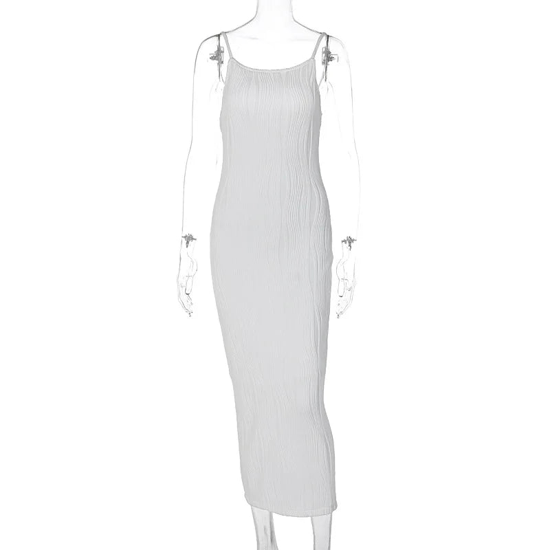 Adriana | Sleeveless Textured High-Neck Midi Dress