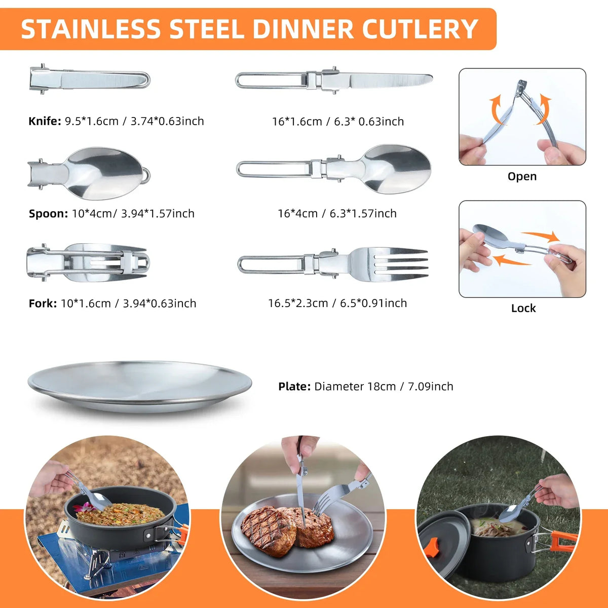 CampFire Cuisine - Jogo de utensílios e louça de camping de 17 peças