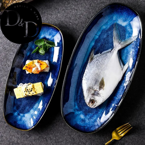 Pratos de servir azul celeste - Estilo japonês