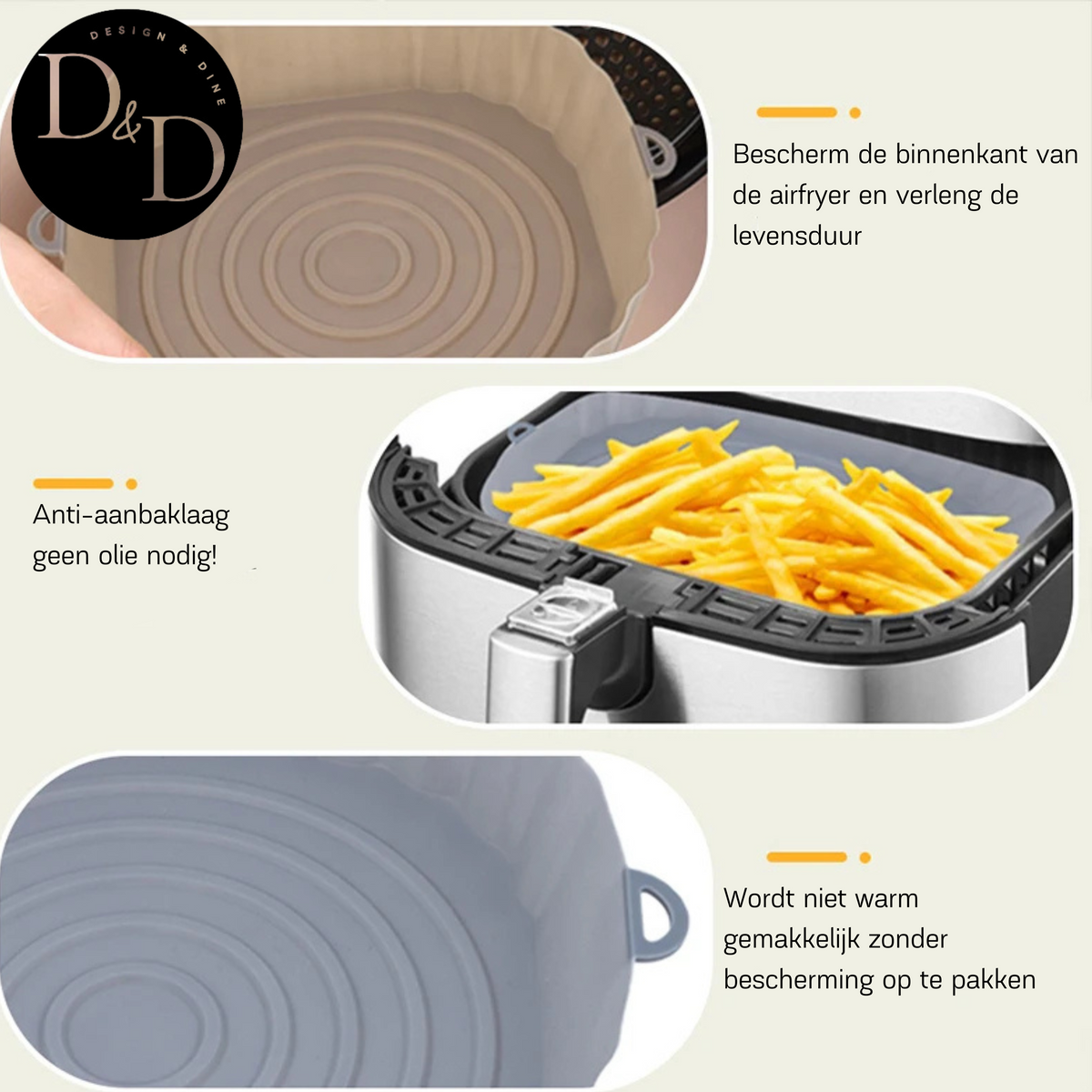 ChefFlex – Recipientes de silicone reutilizáveis para fritadeira de ar