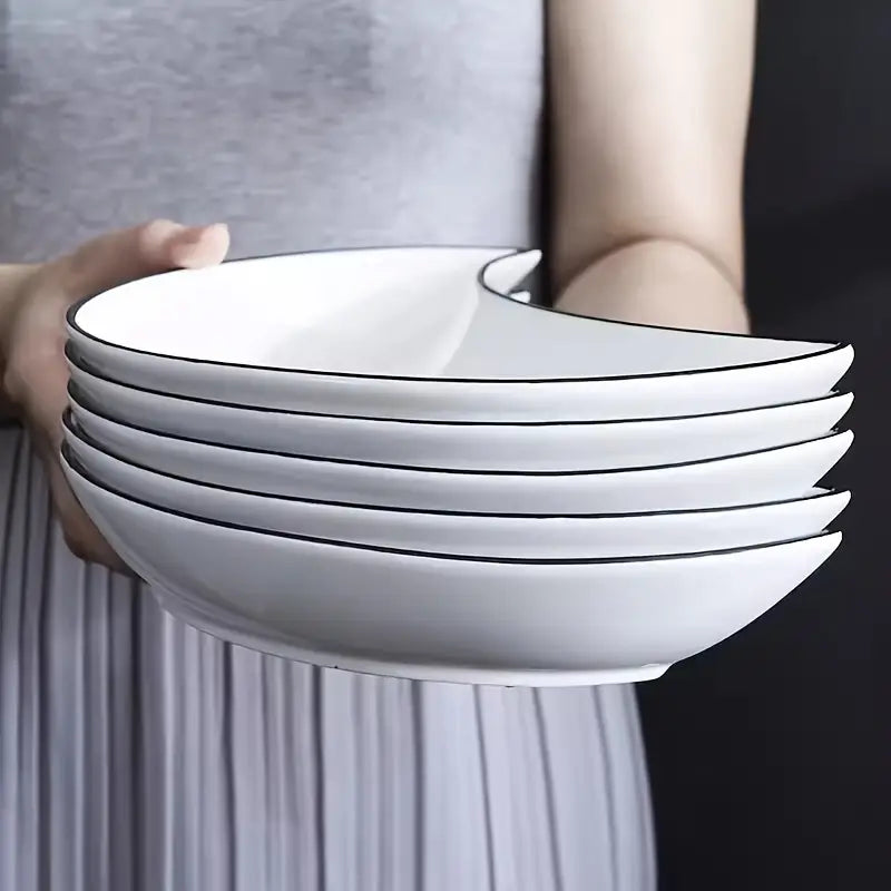 Lunar Luxe: conjunto de pratos de cerâmica em forma de lua de 5 peças