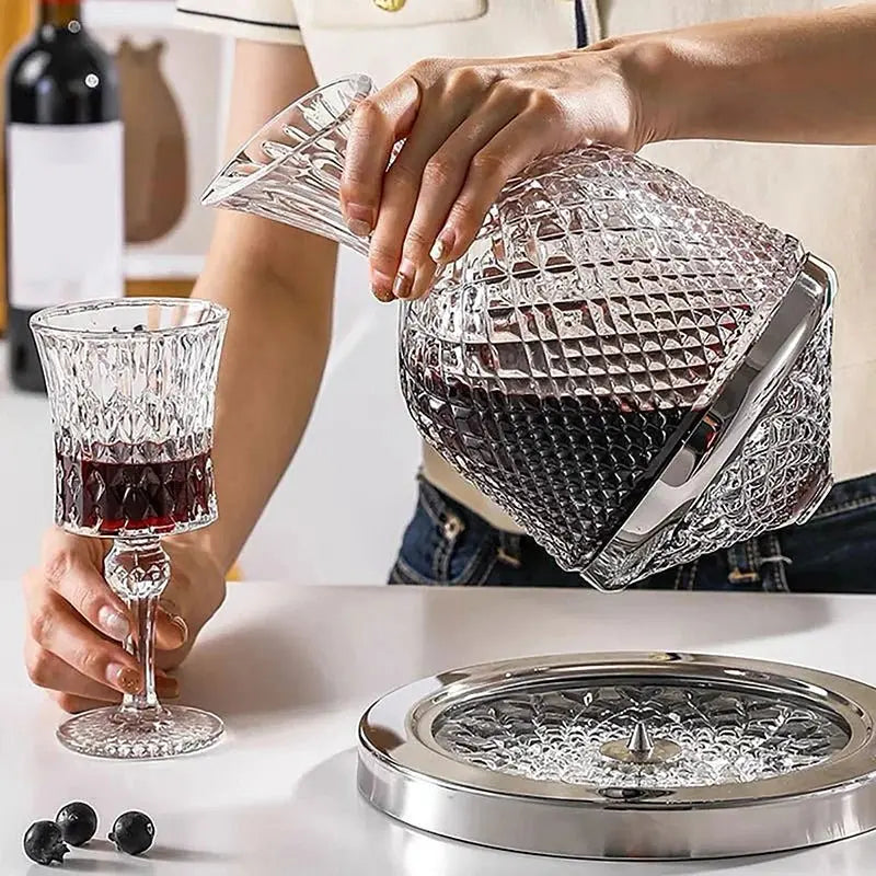 Conjunto de Decantador e Copo de Cristal de Luxo 360° - 1500ml