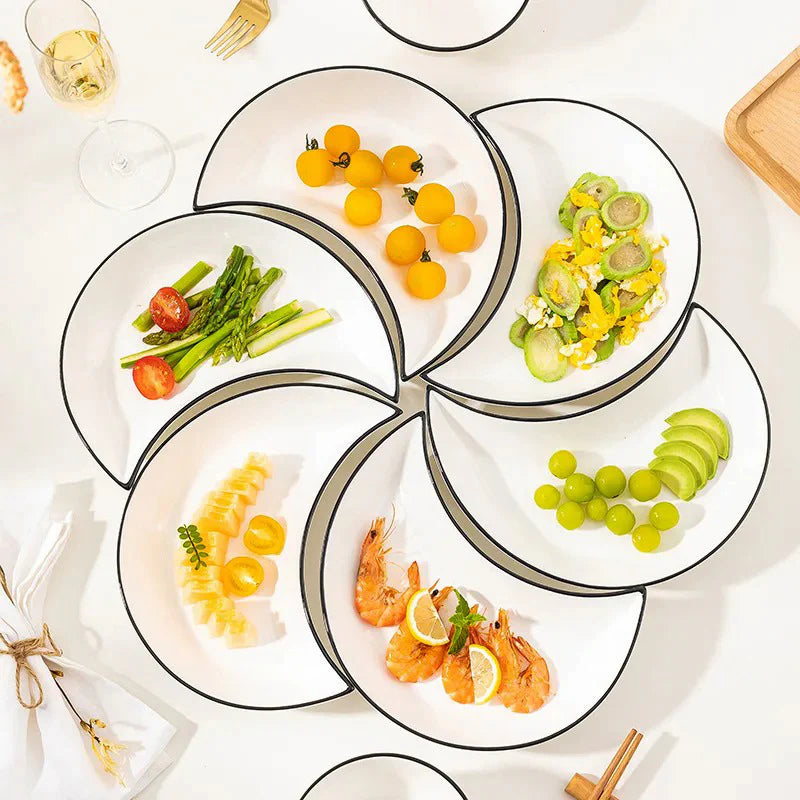 Lunar Luxe: conjunto de pratos de cerâmica em forma de lua de 5 peças